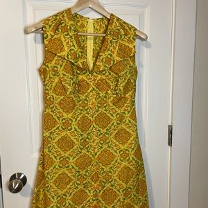 VTG 70s handmade yellow floral maxi dress sz L